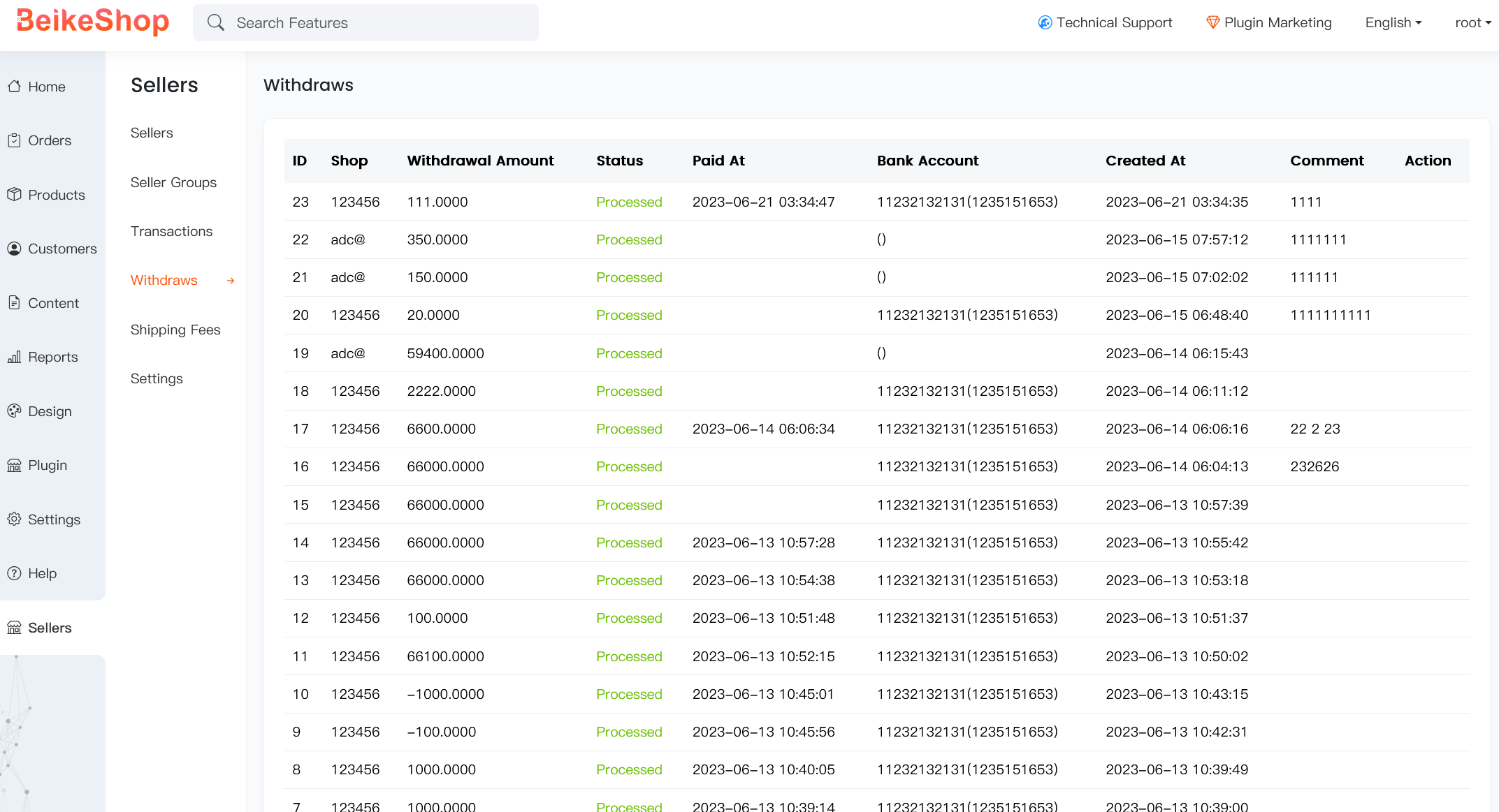 Withdrawal Management Interface for BeikeShop Multi-Merchant
