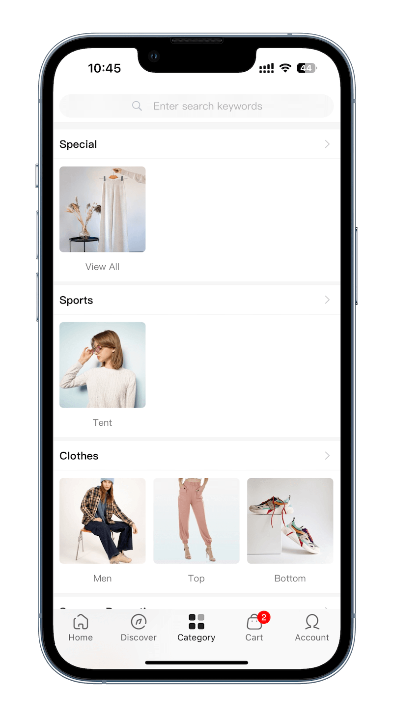 BeikeShop APP Mobile Product Listing Page