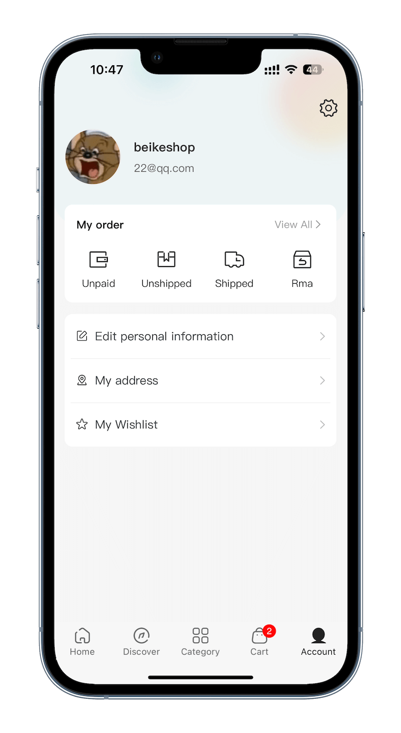 BeikeShop Mobile Customer Personal Center